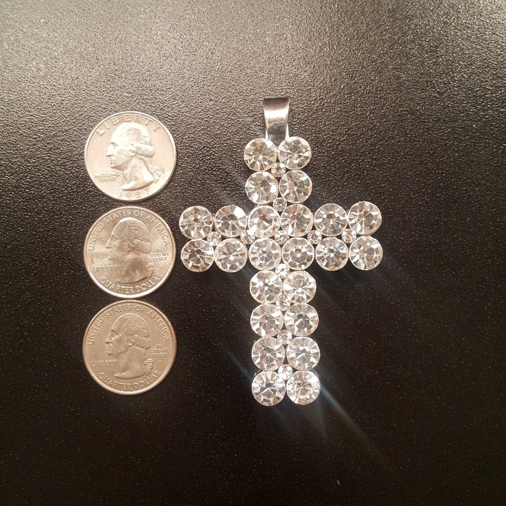 Large Rhinestone Cross Charm